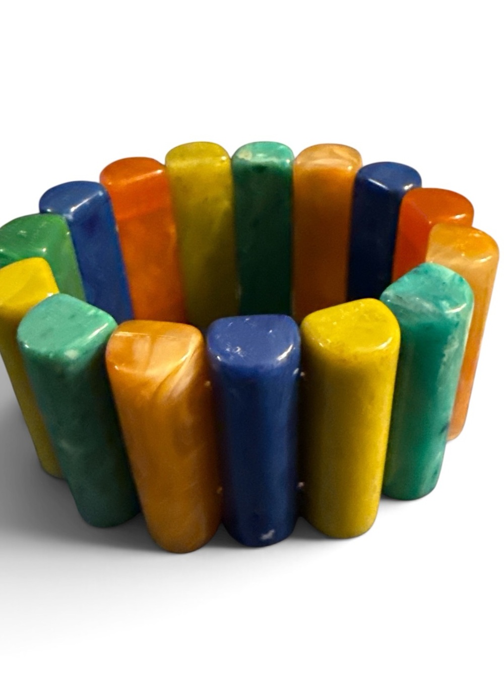 Colorful Chunky Resin Stretch Bracelet | Multicolor Geometric Statement